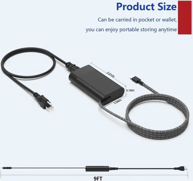 Alt view image 4 of 5 - 65W USB C Charger for HP ZBook Firefly 14'' 15 16'' G11 G10 G9 G8 G7 Omnibook X 14-fe0000 Omnibook Ultra 14t-fh000 fd0087nr Flip 2 in 1 14t-fh000 Mobile Workstation Travel Laptop Power Adapter