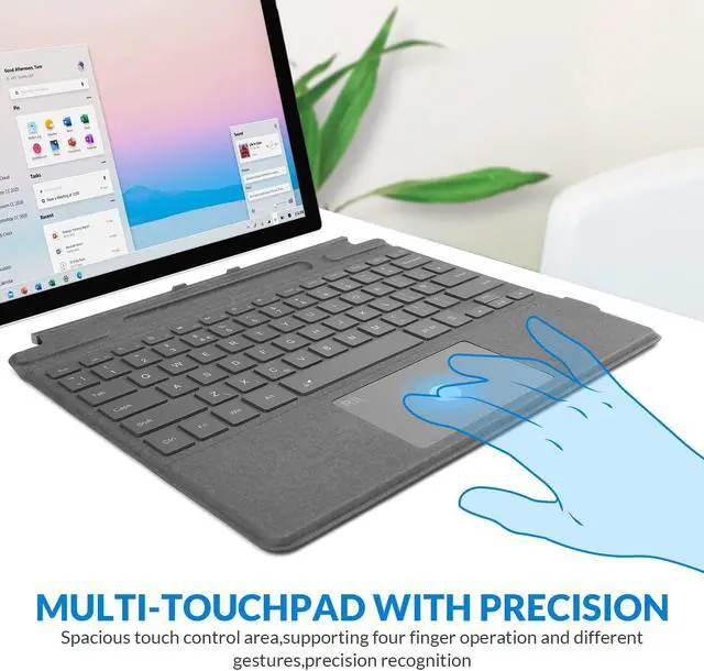 Alt view image 4 of 5 - Rii Surface Pro Type Cover,Ultra-Slim Portable Bluetooth Wireless Keyboard with Touchpad,7 Color Backlit,Compatible with Surface Pro 8/Pro 9/Pro X Only,Grey