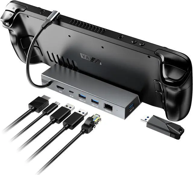 Main image of Docking Station for Steam Deck ROG Ally, MAYFLASH 6-in-1 Steam Deck Dock with HDMI 2.0 4K@60Hz+Gigabit Ethernet 1000Mbps+3 USB-A 3.0+ USB C PD Charging Port Compatible with Valve Stream Deck