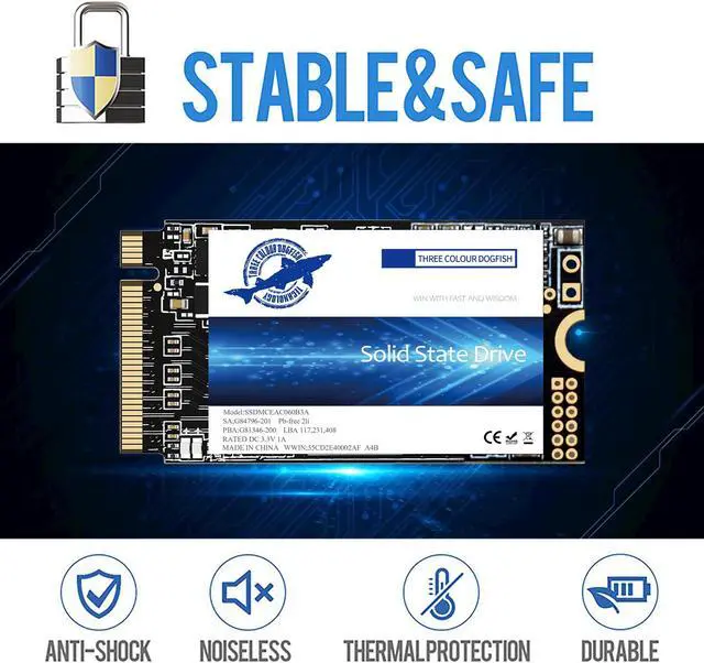 Alt view image 2 of 5 - Dogfish M.2 2242 SSD 1TB NVMe PCIe Gen3 x 4 Unit?a stato solido interna, 3D NAND TLC, SSD da gioco, velocit?R/W fino a 2200MB/s e 1800MB/s (M.2 2242 PCIe, 1TB)