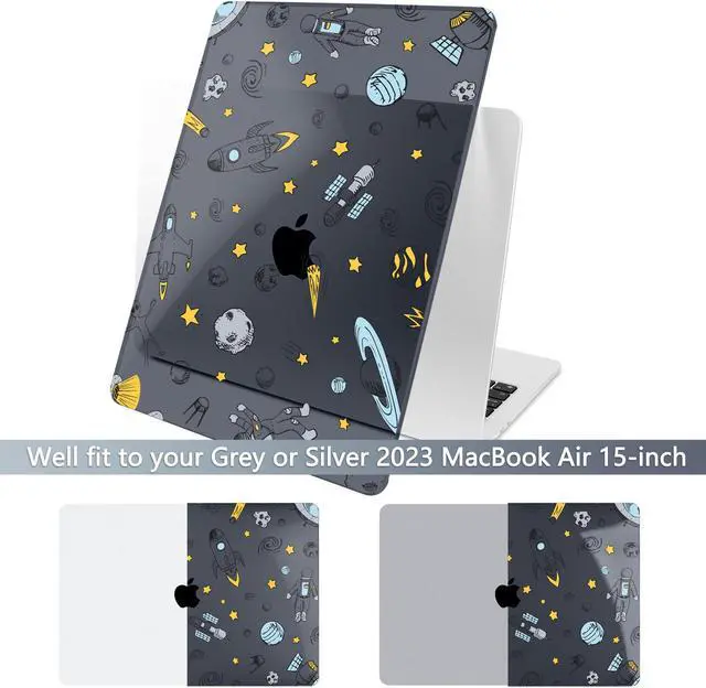 Alt view image 2 of 5 - Batianda Premium Case for New MacBook Air 15 inch 2025 2024 2023 with M4 M3 M2 Chip, Designed Protective Plastic Black Hardshell & Keyboard Cover & Screen Protector, Hand Drawn Space