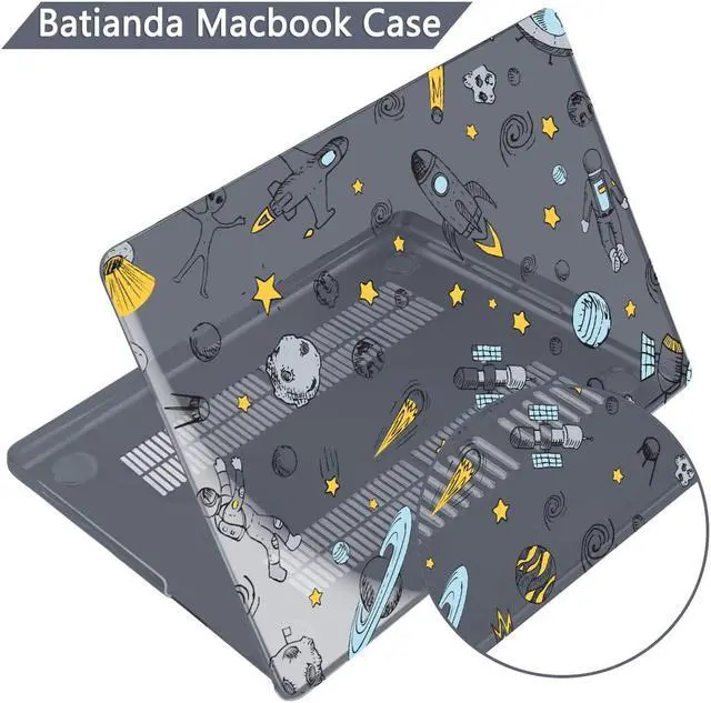 Alt view image 5 of 5 - Batianda Premium Case for New MacBook Air 15 inch 2025 2024 2023 with M4 M3 M2 Chip, Designed Protective Plastic Black Hardshell & Keyboard Cover & Screen Protector, Hand Drawn Space