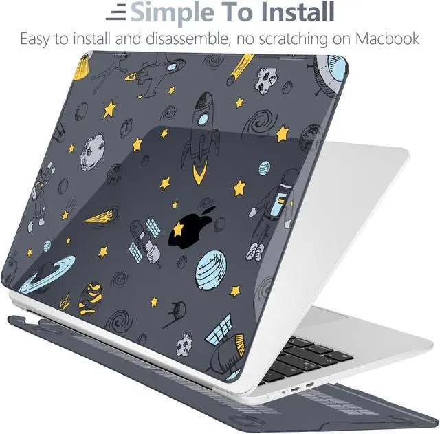 Alt view image 4 of 5 - Batianda Premium Case for New MacBook Air 15 inch 2025 2024 2023 with M4 M3 M2 Chip, Designed Protective Plastic Black Hardshell & Keyboard Cover & Screen Protector, Hand Drawn Space
