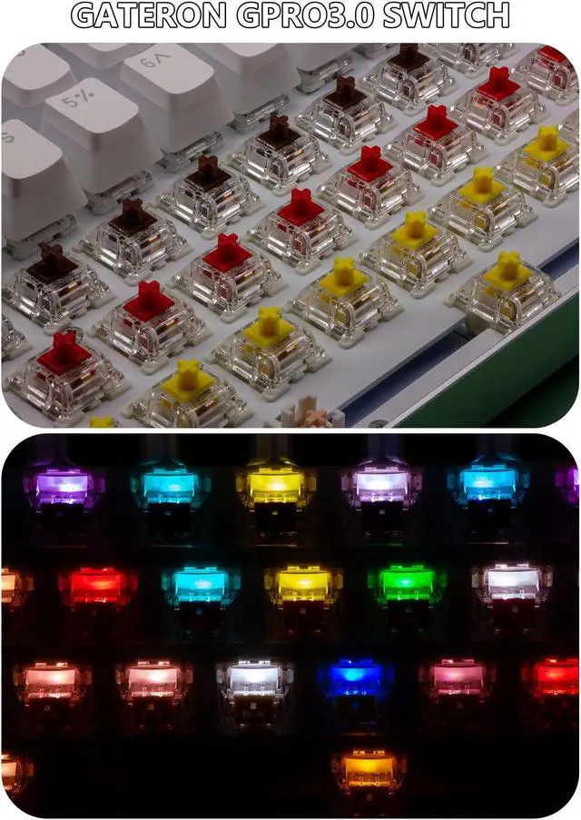 Alt view image 5 of 5 - Gateron 105Pcs Pre lubed G pro V3.0 MX Mechanical Gaming Keyboard Split Tactile 55gf Switches,POM Stem Linear RGB SMD Switches 3 pin (Brown)