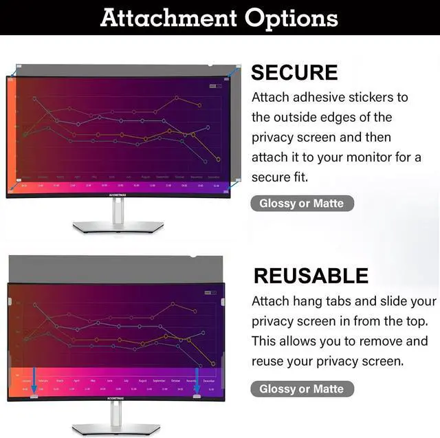 Alt view image 5 of 5 - ACONETMAX 22 Inch 16:10 Privacy Screen Filter, Computer Widescreen Monitor Privacy Shield,Anti-Glare and Anti-Scratch Screen Protector