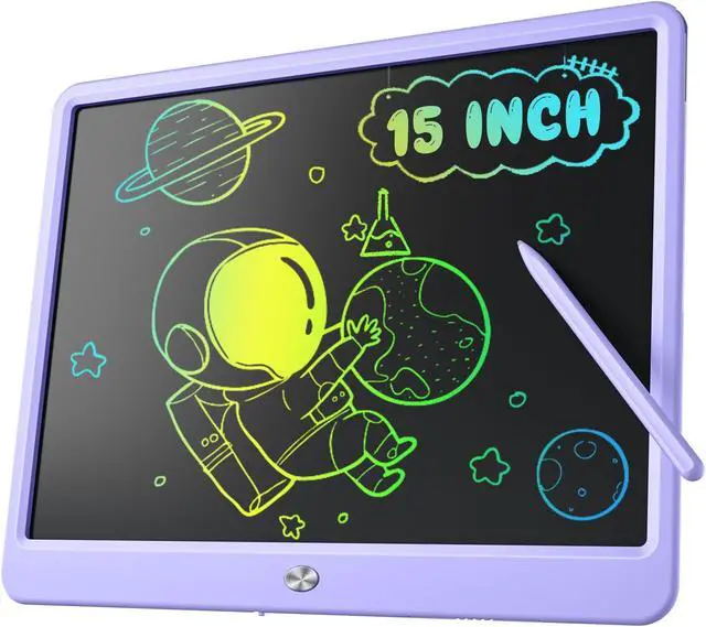 Main image of LCD Writing Tablet for Kids, Kidopire 15 Inch Large Screen Doodle Board, Colorful Drawing Writing Board Tablet Kids Age 3-12+ Birthday Erasable Drawing Pad Message Practice Note Learning Toys, Purple
