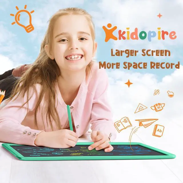 Alt view image 2 of 5 - Kidopire LCD Writing Tablet for Kids, 15 Inch Large Screen Doodle Board Drawing Writing Tablet Board, Educational Toddler Toys Birthday Gift School Office Notes for 3-12+ Year Old Girls Boys, Green