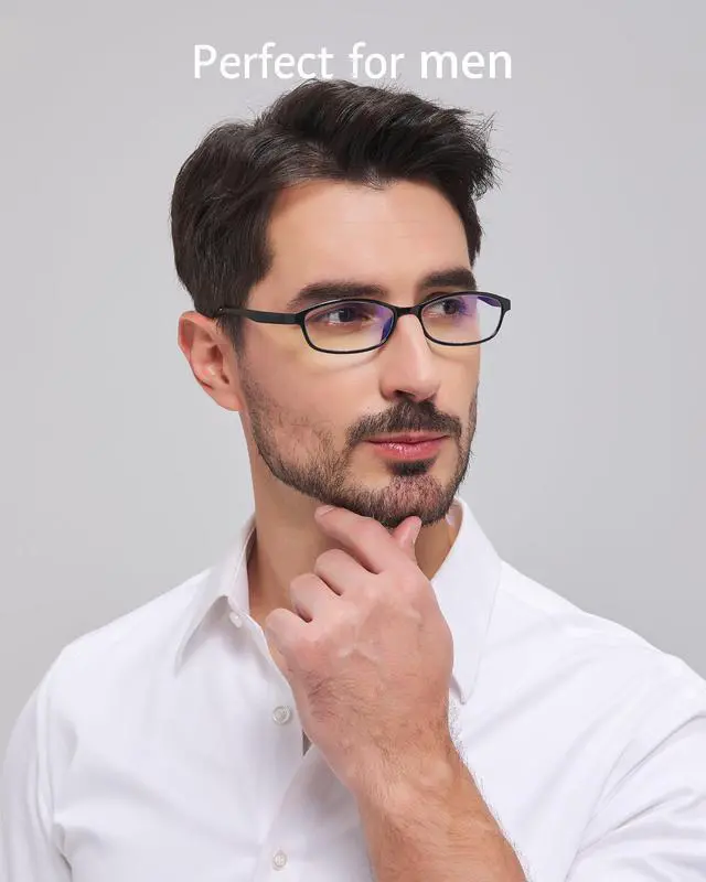 Alt view image 2 of 5 - ANRRI Classic Oval Blue Light Blocking Reading Glasses for Women and Men Small Lightweight Black Frame No-Pressure on Nose +3.50 Magnification