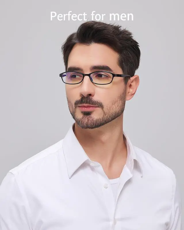 Alt view image 3 of 5 - ANRRI Classic Oval Blue Light Blocking Reading Glasses for Women and Men Small Lightweight Black Frame No-Pressure on Nose +3.50 Magnification