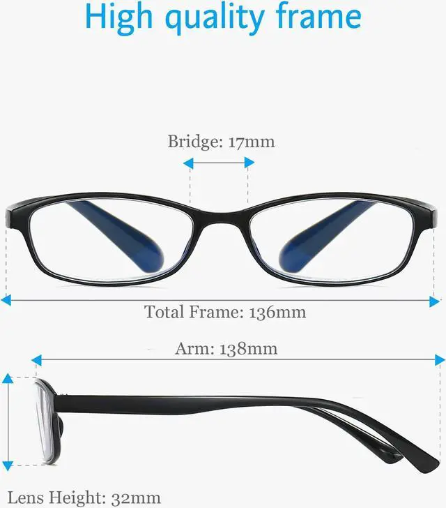 Alt view image 4 of 5 - ANRRI Classic Oval Blue Light Blocking Reading Glasses for Women and Men Small Lightweight Black Frame No-Pressure on Nose +3.50 Magnification