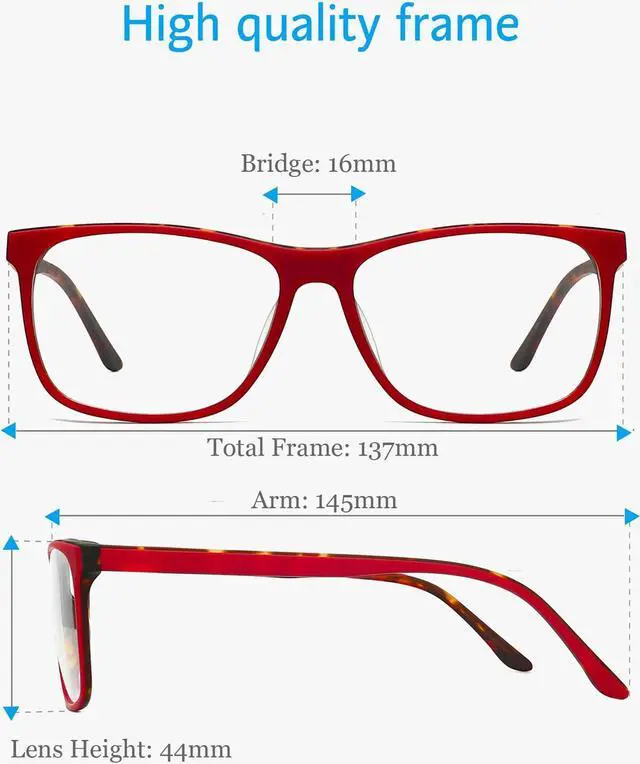 Alt view image 5 of 5 - ANRRI Blue Light Blocking Glasses Anti Eyestrain Trendy Red Eyewear Frame with Tortoise Print Interior for Women