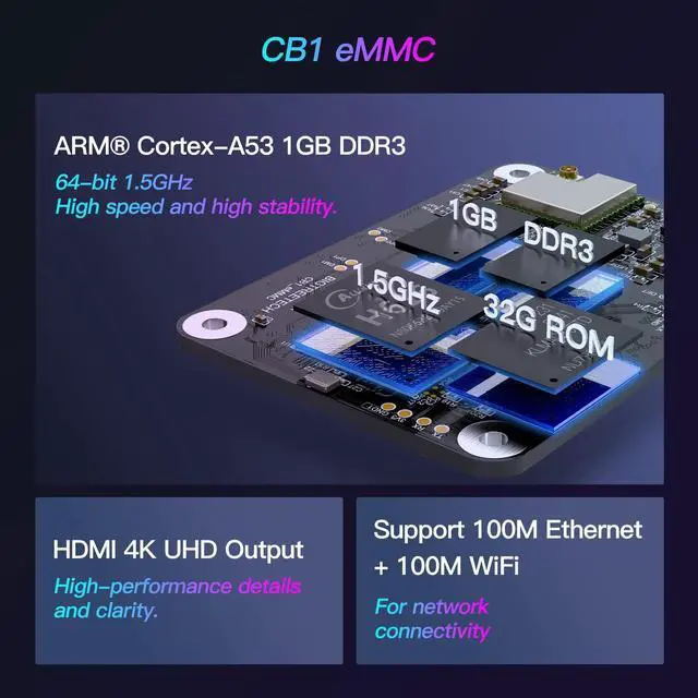 Alt view image 4 of 5 - BIGTREETECH CB1 eMMC Core Control Board for 3D Printers to Run Klipper, 32GB ROM, 1GB DDR3 RAM, 100M Ethernet, 100M WiFi, As CM4 Compatible with Rasp-Berry Pi4, BTT Pi4B, Manta E3EZ M8P M4P M5P