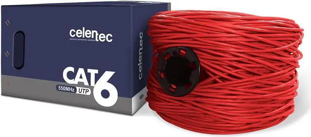 Alt view image 5 of 5 - celertec CAT6 Ethernet Cable, 500ft, 23AWG Solid Bare Copper, Unshielded Twisted Pairs(UTP), 550MHz, ETL Listed &CMR Riser Rated, Indoor, Bulk Ethernet Cable -Red
