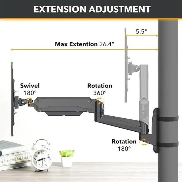 Alt view image 4 of 5 - CondoMounts CLMMMAB2022 Full Motion Pillar Monitor Mount | WorkBench Monitor Mount | Pallet Rack | NO Drill | GAS Spring Arm with VESA Plate | Pillar Mount | Holds 18lbs | Up to 32-in. Monitor | Black