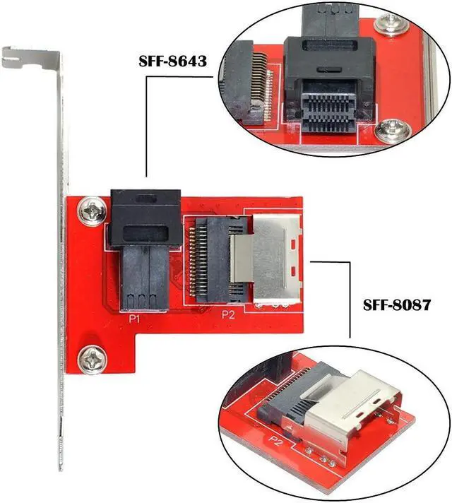 Alt view image 4 of 5 - CY PCI-Express 4.0 Mini SAS SFF-8087 to SAS HD SFF-8643 PCBA Female Adapter with Bracket