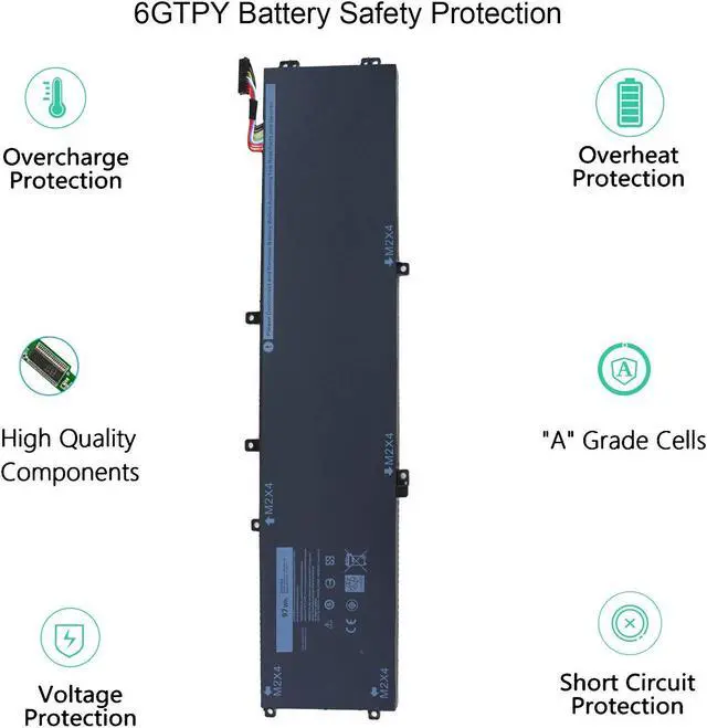 Alt view image 4 of 5 - Gomarty 97WH 6GTPY Laptop Battery for Dell XPS 15 9560 9570 9550 7590 Precision 5510 5520 5530 5540 M5520 M5510 Vostro 7500 7590 Series 5XJ28 5D91C GPM03 4GVGH 5041C 1P6KD P56F P56F002 11.4V