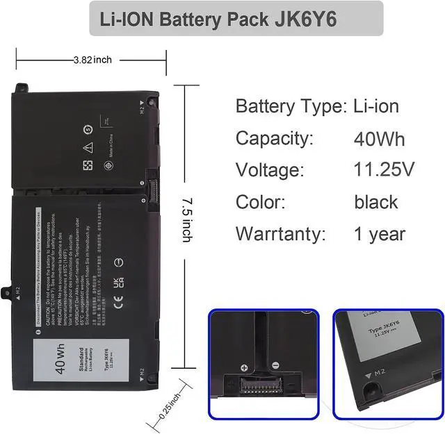 Alt view image 2 of 5 - Gomarty JK6Y6 Laptop Battery for Dell Latitude 3410 3510 Vostro 5300 5401 5501 Inspiron 5300 5401 5408 5501 5508 5400 7405 7300 7500 2-in-1 Silver Series 0C5KG6 0CF5RH C5KG6 CF5RH H5CKD 11.25V 40WH