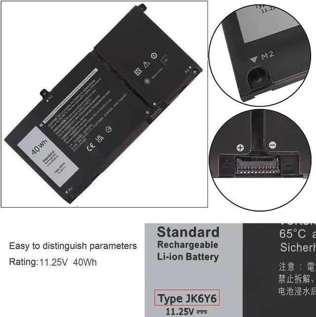 Alt view image 3 of 5 - Gomarty JK6Y6 Laptop Battery for Dell Latitude 3410 3510 Vostro 5300 5401 5501 Inspiron 5300 5401 5408 5501 5508 5400 7405 7300 7500 2-in-1 Silver Series 0C5KG6 0CF5RH C5KG6 CF5RH H5CKD 11.25V 40WH
