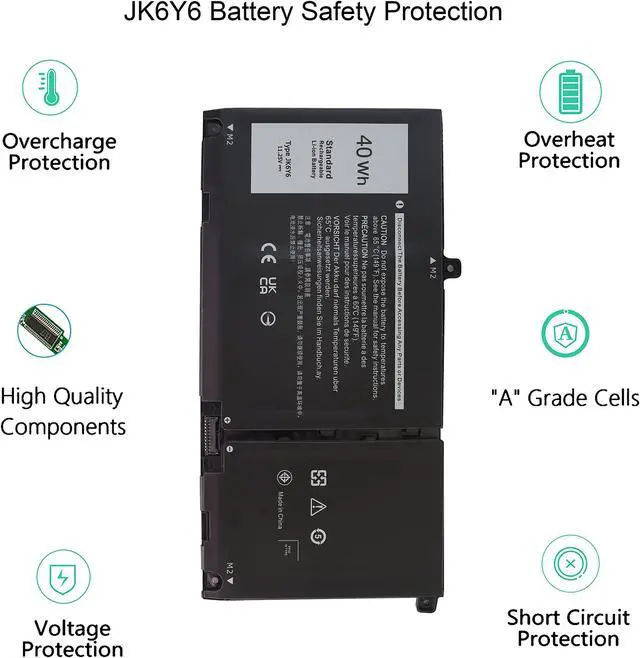Alt view image 5 of 5 - Gomarty JK6Y6 Laptop Battery for Dell Latitude 3410 3510 Vostro 5300 5401 5501 Inspiron 5300 5401 5408 5501 5508 5400 7405 7300 7500 2-in-1 Silver Series 0C5KG6 0CF5RH C5KG6 CF5RH H5CKD 11.25V 40WH