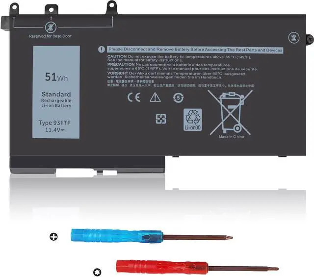 Main image of 93FTF Battery Replacement for Dell Latitude 5580 5480 5490 5590 5280 5290 5288 5488 5591 5491 5495 E5480 E5580 E5490 E5590 Precision 3520 3530 D4CMT 083XPC 83XPC 4YFVG 451-BBZG 451-BBZT 51Wh 11.4V