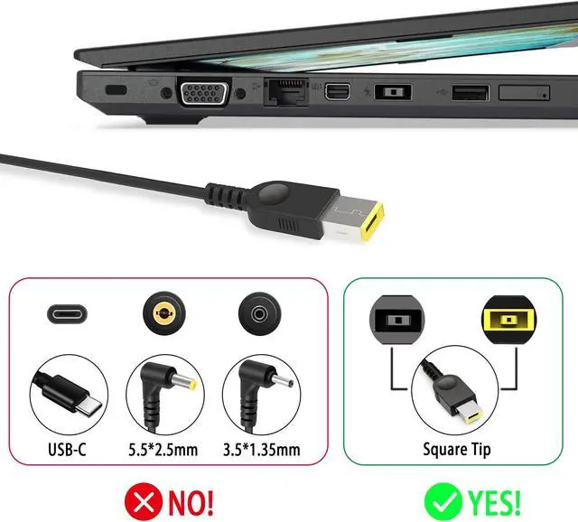 Alt view image 2 of 5 - Newest Slim 20V 6.75A 135W AC Adapter Fit for Lenovo Thinkpad X1 P1 P15v T15p ThinkPad T440P T470p T540p Ideapad 3 700 L340 Legion Y50 Y520 Y530 Y7000P ADL135NDC3A ADL135NDC2A 135W Lenovo Charger