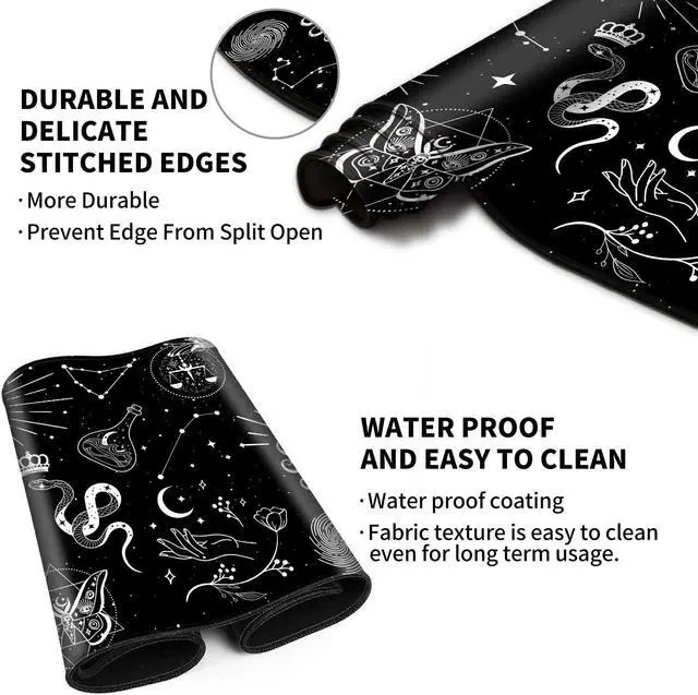 Alt view image 4 of 5 - EDGFRTOIO Large Gaming Mouse Pad, Keyboard Mouse Wrist Rest Support Set with Memory Foam Ergonomic Easy Typing, Extended Desk Mat Non Slip for Home Office Game and Study, Astrology Celestial Theme