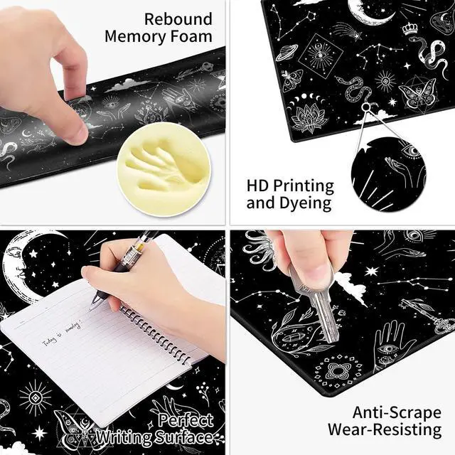 Alt view image 5 of 5 - EDGFRTOIO Large Gaming Mouse Pad, Keyboard Mouse Wrist Rest Support Set with Memory Foam Ergonomic Easy Typing, Extended Desk Mat Non Slip for Home Office Game and Study, Astrology Celestial Theme