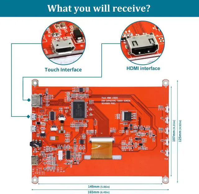 Alt view image 2 of 5 - Head Sun Raspberry Pi Screen 7inch Monitor IPS 1024x600 HDMI Capacative 7'' Touch Screen Monitors Compatible with 3B+/3/2 B/B+/ Banana Pi Windows10/8.1/8/7 Driver Free 5-Point Raspberry pi Display