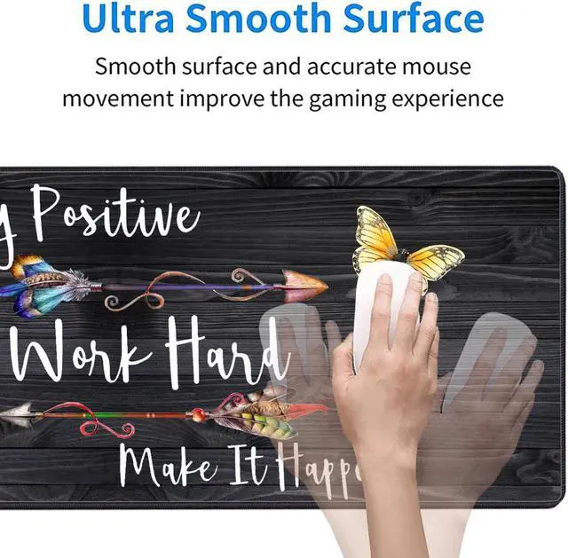 Alt view image 3 of 5 - Large Gaming Mouse Pad, Keyboard Wrist Rest pad + Mouse Wrist pad + Coaster Set Extended Waterproof Non-Slip Table mat Suitable for Home Office - Stay Positive Work Hard and Make It Happen