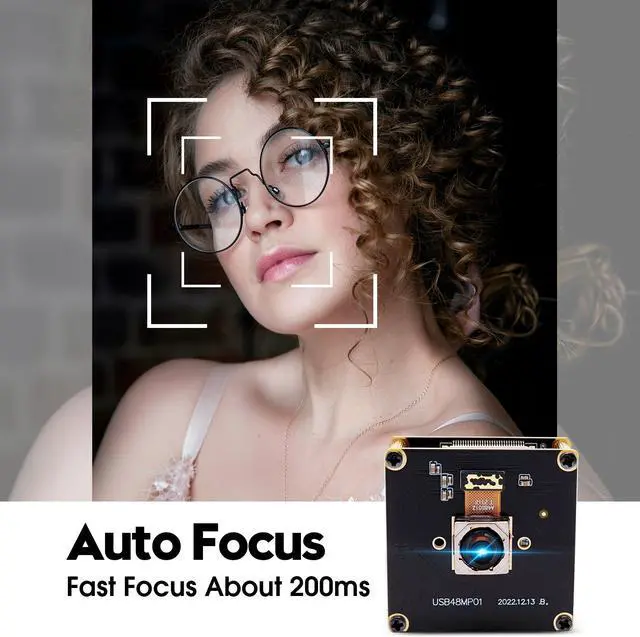 Alt view image 3 of 5 - IFWATER 48MP USB Camera Module, Ultra HD 8000x6000 Webcam, 70 Wide Angle, Auto Focus, Plug & Play for Laptop, Raspberry Pi, Jetson Nano