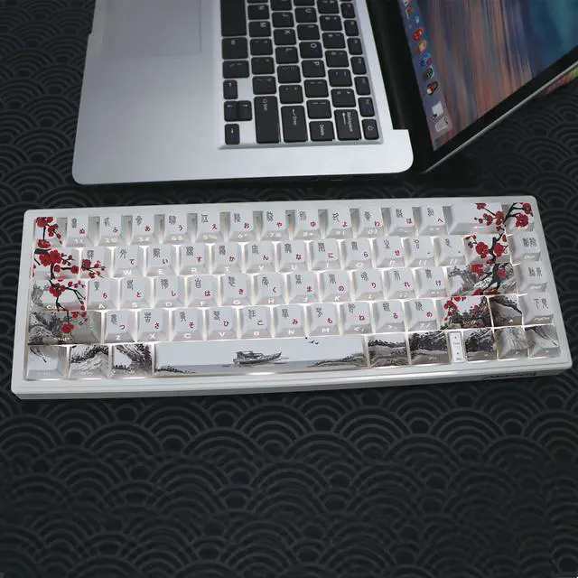 Alt view image 3 of 5 - JSJT PBT Japanese Keycaps-Side Printed Keycap Set PBT Doubleshot Shine Through Custom Keycap Cherry Profile Plum Blossom Key Caps 135 Keys for Cherry MX Switch Mechanical Keycboard
