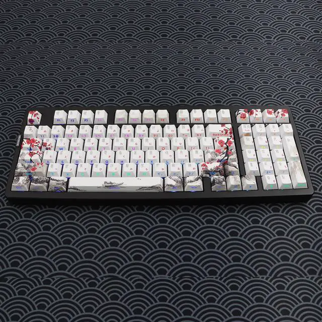 Alt view image 5 of 5 - JSJT PBT Japanese Keycaps-Side Printed Keycap Set PBT Doubleshot Shine Through Custom Keycap Cherry Profile Plum Blossom Key Caps 135 Keys for Cherry MX Switch Mechanical Keycboard