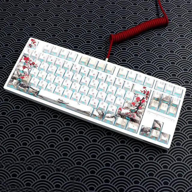 Alt view image 4 of 5 - JSJT PBT Japanese Keycaps-Side Printed Keycap Set PBT Doubleshot Shine Through Custom Keycap Cherry Profile Plum Blossom Key Caps 135 Keys for Cherry MX Switch Mechanical Keycboard