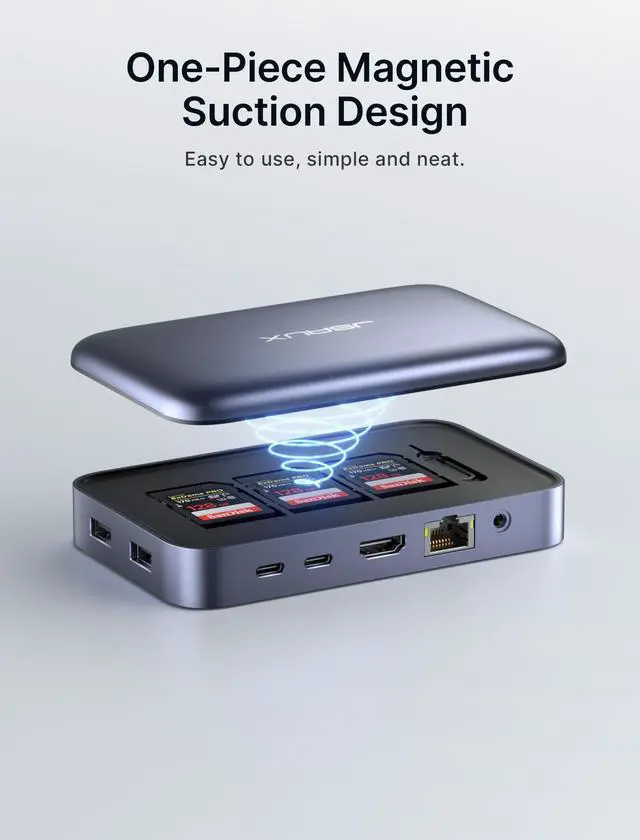 Alt view image 4 of 5 - JSAUX Laptop USB C Docking Station, 10 in 1 USB C Magnetic Hub with 4K@60hz HDMI, 100W PD, USB A&C 3.0, 1000Mbps Ethernet, SD/TF, for HP/MacBook/Dell/Lenovo etc