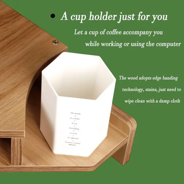 Alt view image 4 of 5 - KUAIYU Triangle Monitor Stand Riser, Wooden Triangle Desktop Computer Stand with Office Organization, Walnut Color