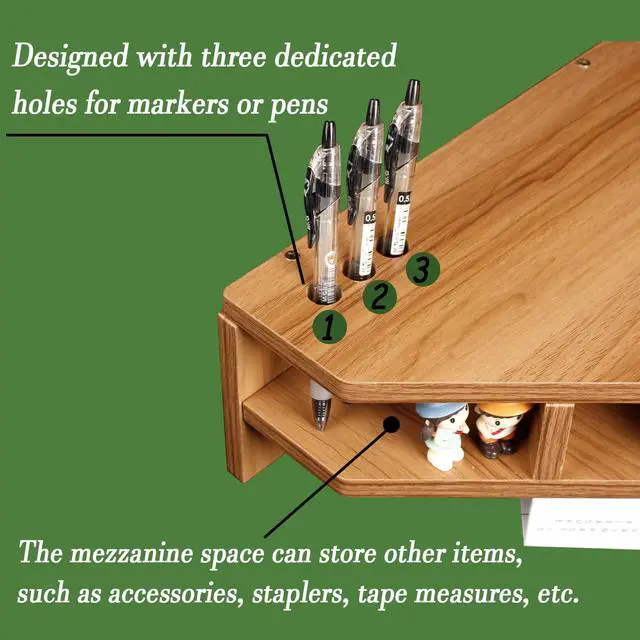 Alt view image 3 of 5 - KUAIYU Triangle Monitor Stand Riser, Wooden Triangle Desktop Computer Stand with Office Organization, Walnut Color