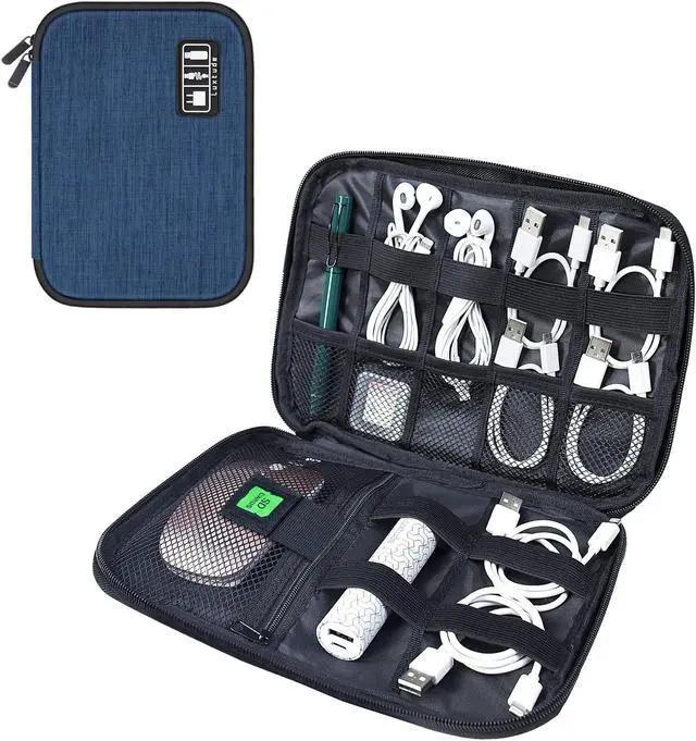 Alt view image 2 of 5 - Luxtude Compact Electronics Organizer, Hard Carrying Case for Electronics, Charger Storage, Cord Storage