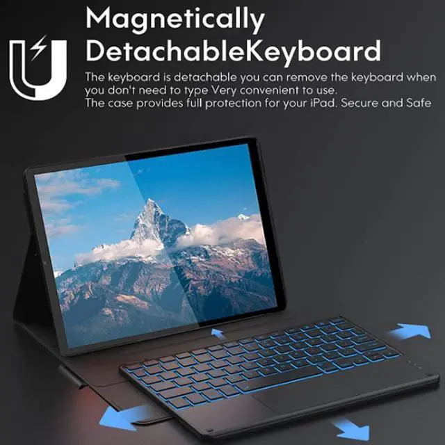 Alt view image 2 of 5 - QYiiD Touchpad Keyboard Case for Lenovo Tab P11 Pro 11.5" 2020 (TB-J706F / TB-J706L) with Pencil Holder, 7 Colors Backlight Magnetic Detachable Wireless Keyboard Auto Sleep/Wake Smart Cover, Black