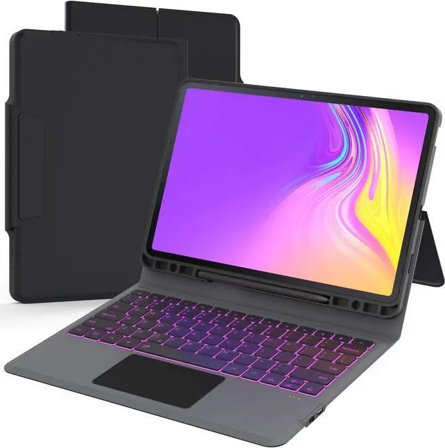 Main image of for Samsung Galaxy Tab S7 FE/S8 Plus 12.4" Keyboard Case: 7 Colors Backlit Trackpad Keyboard for 12.4-inch Galaxy Tab S7 Plus S8+ | Smart Touch Wireless Key Board with Kickstand Folio Tablet Cover