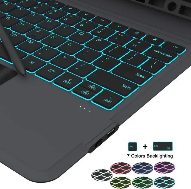 Alt view image 3 of 5 - for Samsung Galaxy Tab S7 FE/S8 Plus 12.4" Keyboard Case: 7 Colors Backlit Trackpad Keyboard for 12.4-inch Galaxy Tab S7 Plus S8+ | Smart Touch Wireless Key Board with Kickstand Folio Tablet Cover