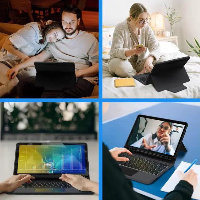 Alt view image 4 of 5 - for Samsung Galaxy Tab S7 FE/S8 Plus 12.4" Keyboard Case: 7 Colors Backlit Trackpad Keyboard for 12.4-inch Galaxy Tab S7 Plus S8+ | Smart Touch Wireless Key Board with Kickstand Folio Tablet Cover