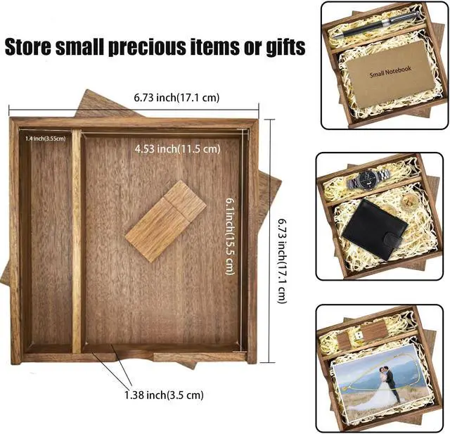 Alt view image 5 of 5 - 128GB USB 3.0 Wooden USB Flash Drive,TATMOHIK Wedding USB Drive with Box for Storing Photos, Wood Thumb Drive with Gift Box for Birthday/Wedding/Christmas Day(Box:6.73x6.73x1.38 inch)