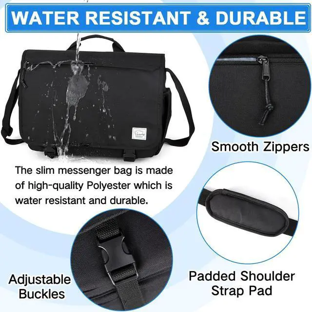 Alt view image 3 of 5 - VASCHY Messenger Bag for Men,Water Resistant Casual Satchel Briefcase Fashion Work Bag Crossbody Shoulder Handbag for Women College Campus Black