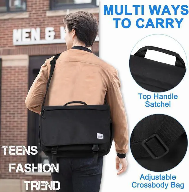 Alt view image 5 of 5 - VASCHY Messenger Bag for Men,Water Resistant Casual Satchel Briefcase Fashion Work Bag Crossbody Shoulder Handbag for Women College Campus Black