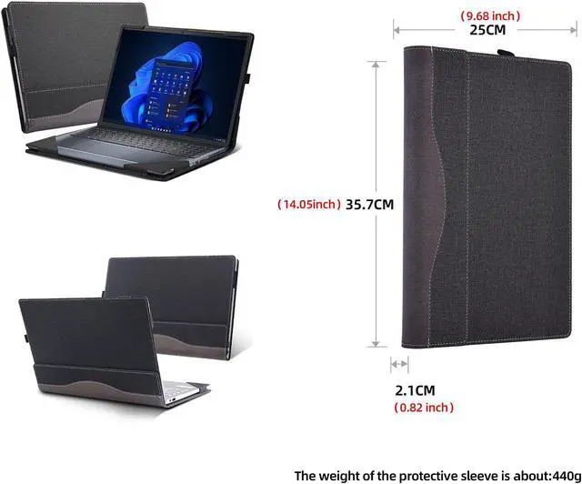 Alt view image 2 of 5 - VEVOOD Laptop Cover for Dell inspiron7640 7635 16" (5620 5625 5630 7610 7620 7630) 2-in-1 All Inclusive Drop Case 16" PU Leather Inside Pocket Cover (Dark Gray)