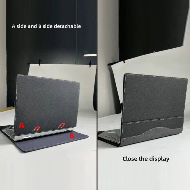 Alt view image 4 of 5 - VEVOOD Laptop Cover for Dell inspiron7640 7635 16" (5620 5625 5630 7610 7620 7630) 2-in-1 All Inclusive Drop Case 16" PU Leather Inside Pocket Cover (Dark Gray)