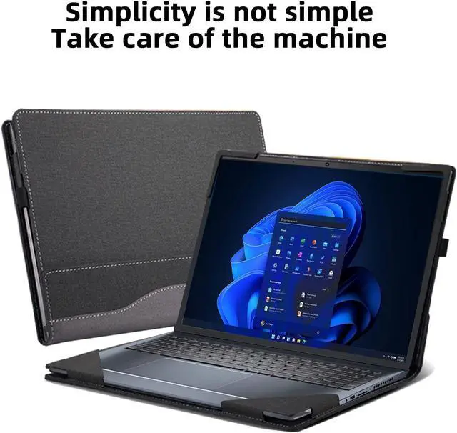 Alt view image 5 of 5 - VEVOOD Laptop Cover for Dell inspiron7640 7635 16" (5620 5625 5630 7610 7620 7630) 2-in-1 All Inclusive Drop Case 16" PU Leather Inside Pocket Cover (Dark Gray)