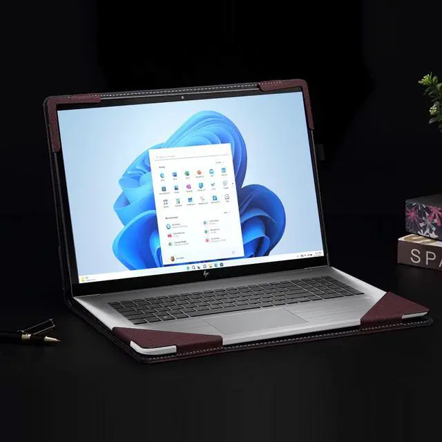 Alt view image 2 of 5 - VEVOOD Laptop Cover for HP 17s / 17-cp / 17z / Envy 17-cr / 17t / 17-ch / 17.3" - All-Inclusive Drop-Proof Case with PU Leather Inner Pocket (17.3" Wine Red)