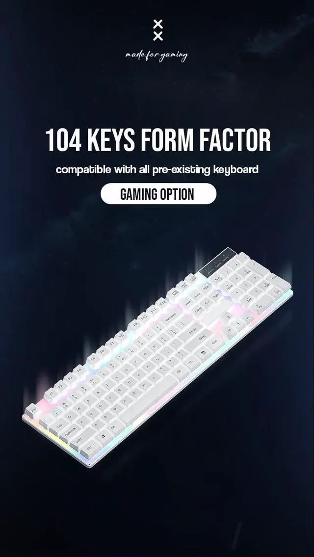 Alt view image 5 of 5 - Wired Gaming Keyboard and Mouse Combo with Glowing Rainbow Backlit, Ergonomic Design with Adjustable inclination, Muted Typing, Gaming Keyboard and Mouse for PC Gamers/Laptop - White