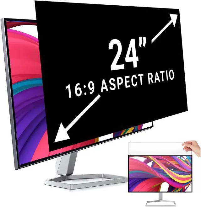 Main image of ZCAZY 24 Inch Monitor Privacy Screen Computer Screen Privacy Filter for 16:9 Widescreen Monitors Anti-Glare Blue Light Filter Cover